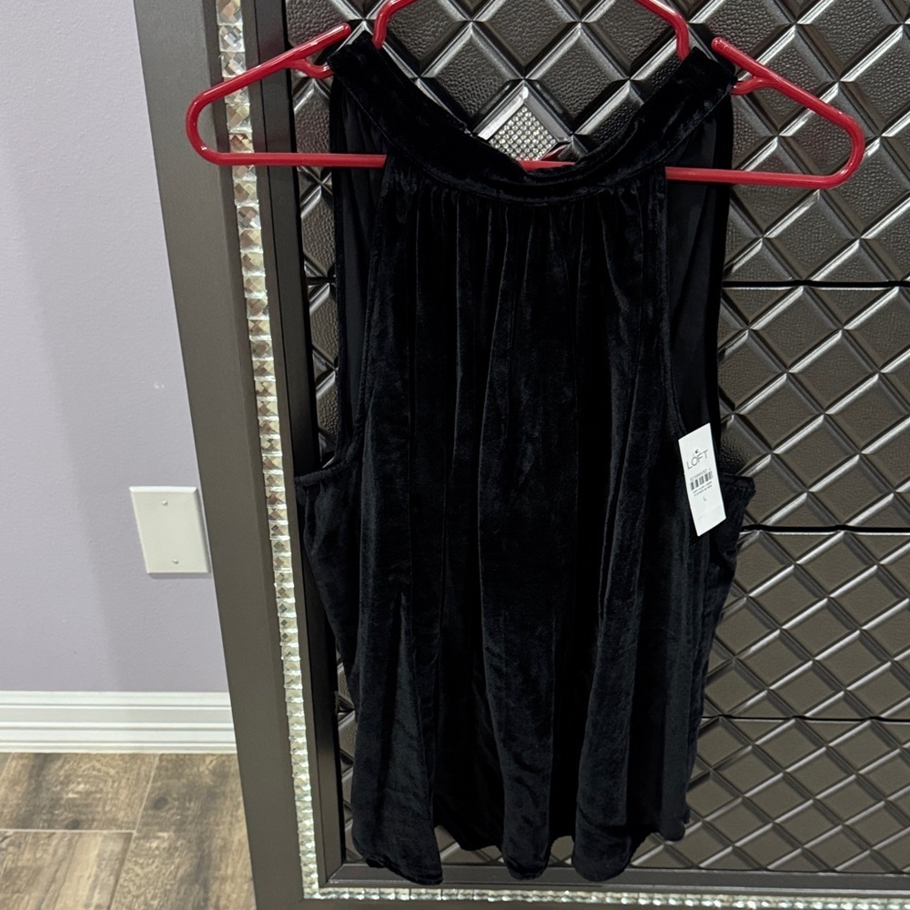 LOFT Black Velvet Tank Top
